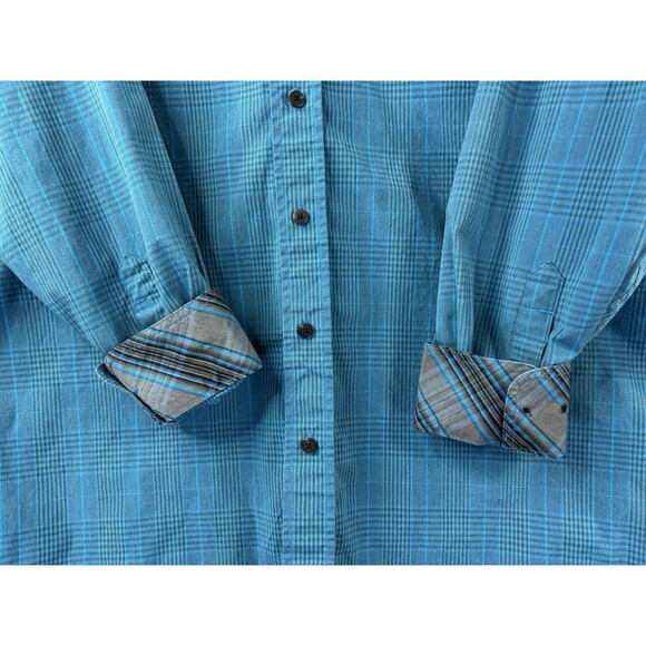 Panhandle Blue Button Down Shirt Long Sleeve Western Sz L Tuf Cooper Performance - Picture 5 of 9
